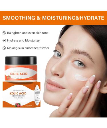  Kojic Acid Face Cream for women Moisturizer Face Body Cream Hydrating Cream for Face Neck Smoother Face Cream for All Skin Types 50g - Buy Online on GoSupps.com