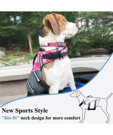 Vivaglory Camo Pink Dog Life Jacket - Durable & Adjustable Buoyancy Vest for Small Dogs (48-58 cm) - Buy Online on GoSupps.com