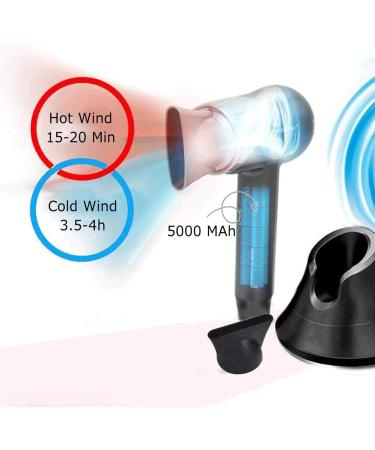 Cordless Hair Dryer Wireless Hair Dryer Rechargeable Blow Dryer w/Removable Nozzle Hot & Cold Wind Portable Hair Dryer w/Quick Charging Base for Blowing Hair/Painting Drying Out - Buy Online on GoSupps.com