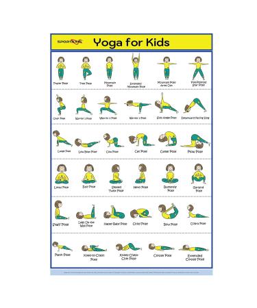 Sportaxis - yoga poster with large and cute illustrations - yoga exercises - fitness training for young active children - stable and laminated yoga poster - 45.7 x 68.6 cm