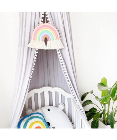 Handmade Rainbow Macrame Wall Hanging Decor for Nursery & Kids Bedroom - Pink Tassel Cotton Accessory for Baby Toddler Room - Buy Online on GoSupps.com
