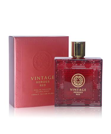 Vintage Heroes Red Men's Cologne Eau de Toilette Natural Spray Fresh Scent Masculine fragrance Great Holiday Gift a Classic Bottle 3.4 Fluid Ounce/100Ml Vintage Heroes Red 3.4 Fl Oz (Pack of 1)