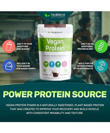 healblend Plant-Based Protein Powder Vegan Dietary Supplement - Gluten-Free Non-GMO Erythritol-Free Soy-Free Dairy-Free Pea Protein for Women and Men - Buy Online on GoSupps.com