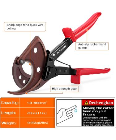 Dechengbao HS520A Heavy Duty Ratchet Cable Cutter for Aluminum Copper Cables up to 400mm - Buy Online on GoSupps.com