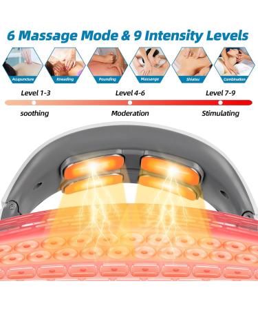 Portable Neck Massage Device with Heat - 6 Modes 9 Intensity Levels for Pain Relief | Instant Relaxation & Comfort - Buy Online on GoSupps.com