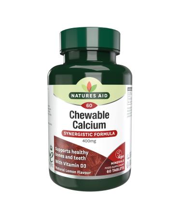 Natures Aid Chewable Calcium 400mg Vitamin D Maintains Strong Bones&Teeth 60tabs