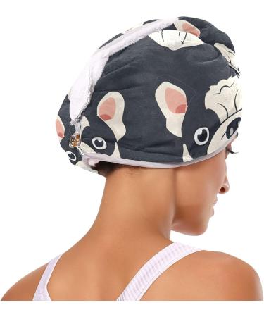 Buy Sweet Cute Bulldog Hair Towel 2 Pack - Super Absorbent Quick Dry Turban for Women & Girls | International Shipping - Buy Online on GoSupps.com