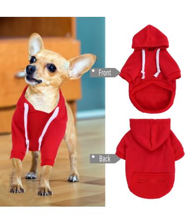 Dog Hoodie Dog Hoodies with Pocket Softness Comfort Dog Sweatshirt Puppy Hoodies Warm and Lightweight Dog Fleece Jumper Dog Hoodies Clothes Winter for Small Medium Dogs (L Red) L Red - Buy Online on GoSupps.com