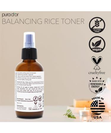 PURA D'OR 3.38 Oz Rice Water Balancing Facial Toner - Hydrating & Soothing Formula with Natural Extracts - Skin Texture Support for Radiant Skin - Alcohol-Free - Travel Size 3.38 Fl Oz (Pack of 1) - Buy Online on GoSupps.com