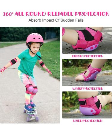 Kids Knee Pads Elbow Pads Wrist Guards Set - 6-in-1 Protective Gear for Girls Boys 3-13 Years - Skateboard Scooter Rollerblading - Small Purple - Buy Online on GoSupps.com