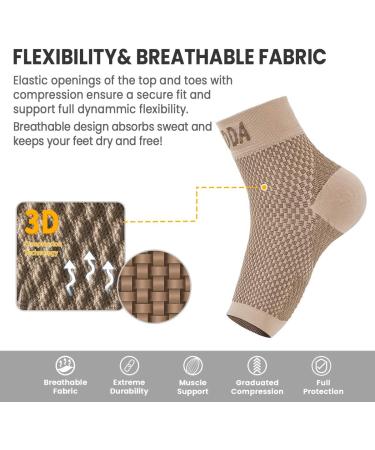 AVIDDA Plantar Fasciitis Support Socks XL - Compression Foot Sleeves for Sprained Ankles, Running, and Sports - Beige Pair for Pain Relief and Protection - Buy Online on GoSupps.com