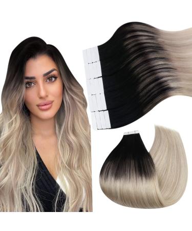 Ugeat balayage blond tape in extensions real hair 55cm natural black hair extensions to platinum blonde with ashblond tape in hair extension real hair ombre extensions 50 grams 55 cm #1b/18/60 - Buy Online on GoSupps.com