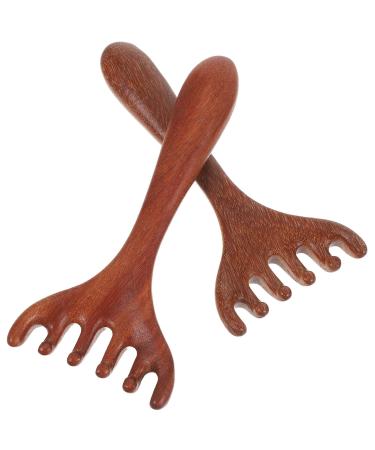 Sewroro Peigne de Massage du Cuir Chevelu en Bois 2 Pi ces Outil Gua Sha Multifonction pour Massage Facial et Stimulation des Points D Acupuncture Oculaires Format Mini Portable pour