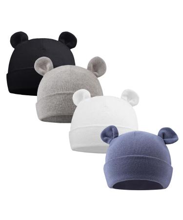 XIAOHAWANG Newborn Hospital Hat Preemie Boys Girls Beanie Cotton Bear Ears Infant Baby Hats 0-6 Months 0-6 Months Color-A
