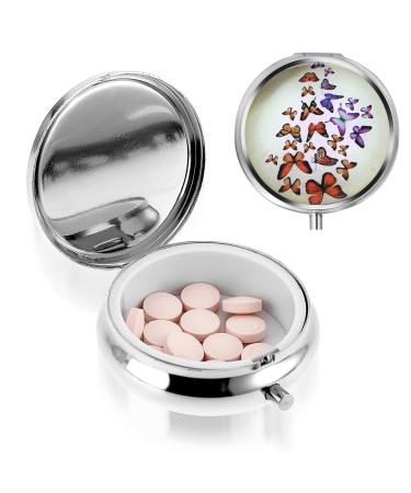 Sibba Portable Pill Dose of Medicine Pillenetui Multifunctional moisture-resistant travel pills for handbag pocket metal medicine pills organizer box vitamins fish oil (butterfly) butterfly color single frame