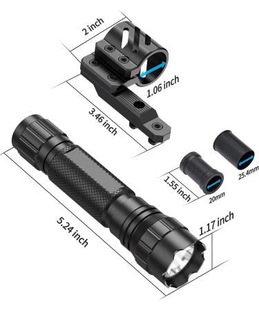 Feyachi FL14-MB Tactical Flashlight 1200 Lumen Matte Black LED Weapon Light with mLok Mount and Pressure Switch - Buy Online on GoSupps.com