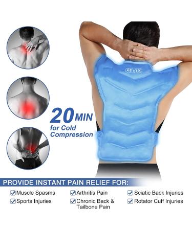 REVIX Large Gel Ice Pack for Shoulder and Back Injuries - Reusable Wrap for Pain Relief and Swelling - Soft Plush Lining - Flexible and Long Lasting - Blue - Buy Online on GoSupps.com