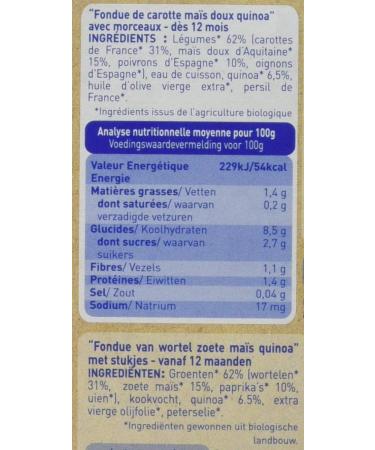 Babybio Carrot Fondue Aquitaine Sweet Corn and Quinoa 230g - Buy Online on GoSupps.com