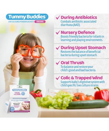 Tummy Buddies Probiotic Powder for Babies, Children, and Mums - 7 Strain Pro Bio Culture Complex with Prebiotics - 30 Sachets - Buy Online on GoSupps.com