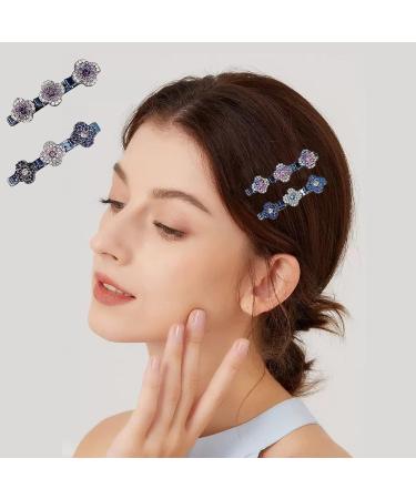 XINCHEN Crystal Flower Hummingbird Hair Clip 4 Pieces Hummingbird Hair Clip with Crystal Flower Fashion Double Layer Mini Hair Clips Sparkling Crystal Stone Braided for Women - Buy Online on GoSupps.com