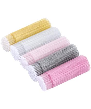 500pcs Crystal Micro Applicators Brushes Disposable Applicator Wands for Eyelashes Extensions Makeup Application