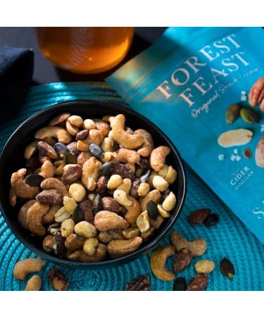 FOREST FEAST Slow Roasted Salt & Vinegar Nut Mix 12 x 40g | Sea Salt & Cider Vinegar Roasted Nut Mix with Cashews Almonds Peanuts Pecans & Pumpkin Seeds | Vegan Snack - Buy Online on GoSupps.com