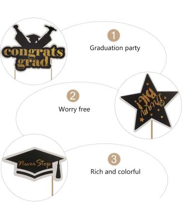 jojofuny 39 Pcs Insert Card Grad Cupcake Toppers Cake Decoration Party Supplies Grad Party Cupcake Toppers Graduation Cap Graduation Fruit Pick Decorative Topper Set The Paper Toothpick Blackx3pcs 20X14.5X0.1CMx3pcs - Buy Online on GoSupps.com