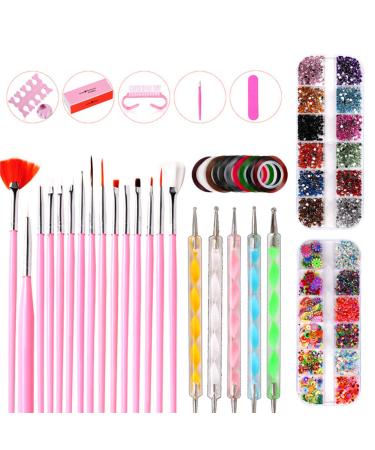 Gemini_mall DIY Drawing Painting Dotting Pen Polishing File Brush Tool Set Manicure Nail Tool