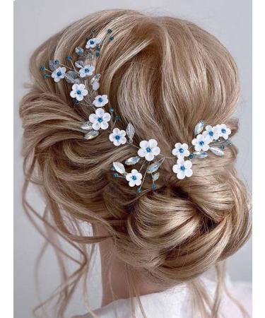 JONKY Flower Hair Vine Silver Headbands Rinestone Hair Piece Crystal Bridal Leaf Headpieces Wedding Hair Accessories for Bride and bridesmaid