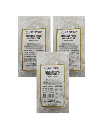 One Stop Dealer Sabudana Papad (200 Gram) - Crispy and Delicious Accompaniment to Any Meal Good for Fasting Or Upwaas (Pack of 3 Sabudana Papad Farfar Jeera)