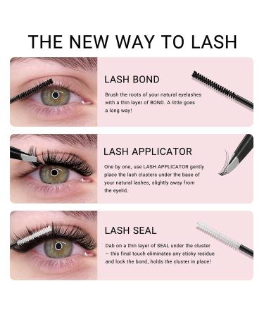 DIY Eyelash Extension Kit | 144 Pcs Thin Band Cluster Lashes with Mascara Brush, Glue, and Applicator | R-08 Kit (1 Count, Pack of 3) - Buy Online on GoSupps.com