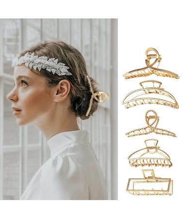 Buy Slipproof Big Hair Clips for Thick & Thin Hair - 5 Pack Metal Hair Claws for Women - Buy Online on GoSupps.com