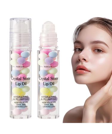 Qfdiwr Rolling Ball Lip Oil Roll-on Lip Oil - Moisturizing and Non-Sticky Lip Oil - Plumping Moisturizing Non-Sticky Lip Care Oil for Women and Girls