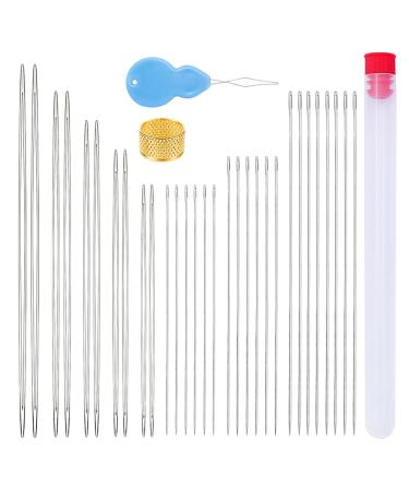 Acne needle 3 0PCs.Pearl needles set 5 size 10 pieces big eye needles and 20 pieces of straight needles for bracelet necklace Easy thread acne needle