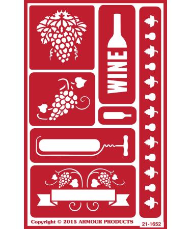 Armour Products 21-1652 Over N Over Glass Etching Stencil, 5-Inch by 8-Inch, Wine Time Original Version