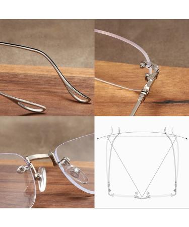 LILLIE Stylish Rimless Glasses for Men & Women - Blue Light Blocking Readers 3.5x Silver for Reading TV & Work - Buy Online on GoSupps.com