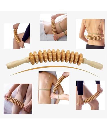 Premium Wood Massage Roller - Perfect Back Neck & Body Massager with Handle for Ultimate Relaxation | Ships Internationally - Buy Online on GoSupps.com