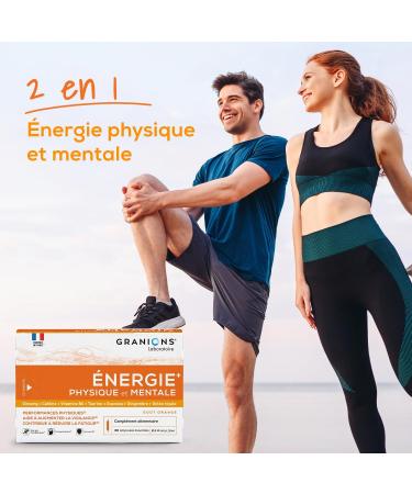 GRANIONS PHYSICAL AND MENTAL ENERGY BOOSTER | Ginseng Ginger Guarana Royal Jelly Vitamin B6 Coffeine - Memory and Concentration - Anti Fatigue Booster - 30 Drinkable Ampoules - Made in France - Buy Online on GoSupps.com