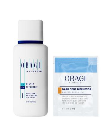 Obagi Medical Nu-Derm Gentle Face Cleanser for Normal to Dry Sensitive Skin Daily Facial Cleanser Gently Removes Dirt Oil Makeup & Impurities 6.7 Fl Oz & Serum Sample