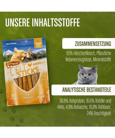 Delibest Cat Sticks - 100% Swiss Chicken Meat Treats | Cereal-Free Semi-Damp Snacks | All-Natural Allergy-Friendly Cat Treats - 50g - Buy Online on GoSupps.com