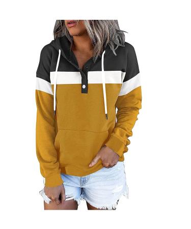 oelaio Sweatshirt Womens Hoodie Womens Fleece Turtleneck Sweatshirt Sweatshirt Halloween Embroidered Yellow Large
