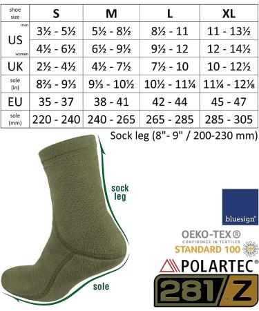 281Z Military Warm 8 Boot Liner Socks - Polartec Fleece Winter Socks (Olive Green) | X-Large - Buy Online on GoSupps.com