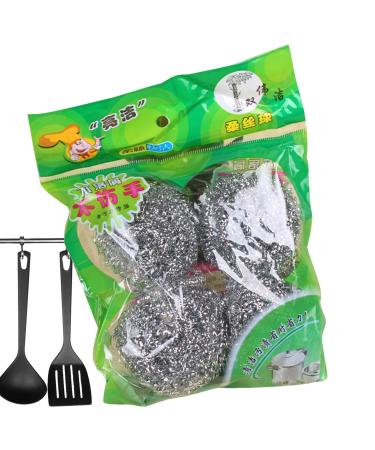 Fovolat Stainless Steel Scrub Ball - Steel Scrubber Ball - Solid Stainless Dishes Washing Scrubber Steel Scrubber Ball for Cookware