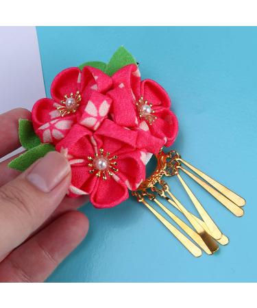 Amosfun Japanese Kanzashi Flower Hair Clip for Women and Girls - Pink - Buy Online on GoSupps.com