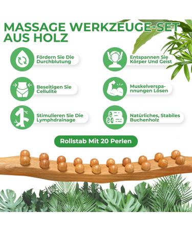 Premium Beech Wood Fascia Roller & Massage Scooter | Muscle Relaxation Body Shaping & Anti-Cellulite Gua Sha Tool - Buy Online on GoSupps.com
