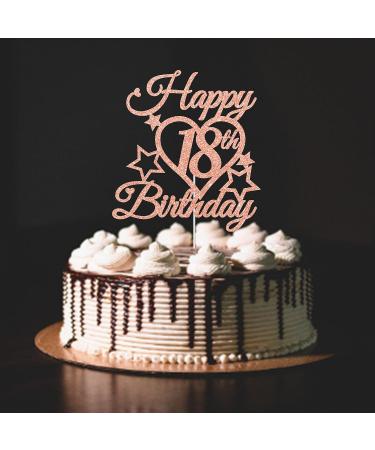 bng-bng 18th Birthday Cake Topper Rose Gold Glittery Happy 18th Birthday Cake Cupcake Toppers For Girls 18 Eighteen Years Old Birthday Party Supplies Decorations - Buy Online on GoSupps.com