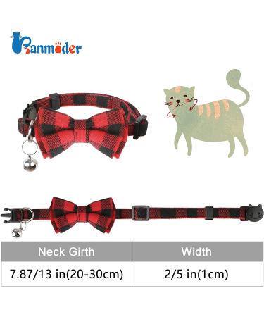 BANMODER Cat Collar Breakaway with Cute Bow Tie and Bell - Personalized Plaid & Flower Patterns - Adjustable Kitten Safety Collars - 1 or 2 Pack Gift (Red) - Buy Online on GoSupps.com