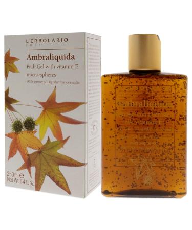 L'Erbolario Ambraliquida Bath Gel - Vitamin E Infused Toning & Protective Skin Care - Amber Creamy Fragrance - 8.4 oz - International Shipping Available - Buy Online on GoSupps.com
