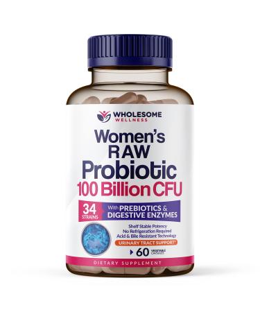 Wholesome Raw Probiotics for Women 100 Billion CFUs - 60 Capsules