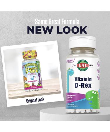 Buy KAL Vitamin D-Rex Bubblegum 400 IU | 90 Chewable Vitamins for Kids - Buy Online on GoSupps.com